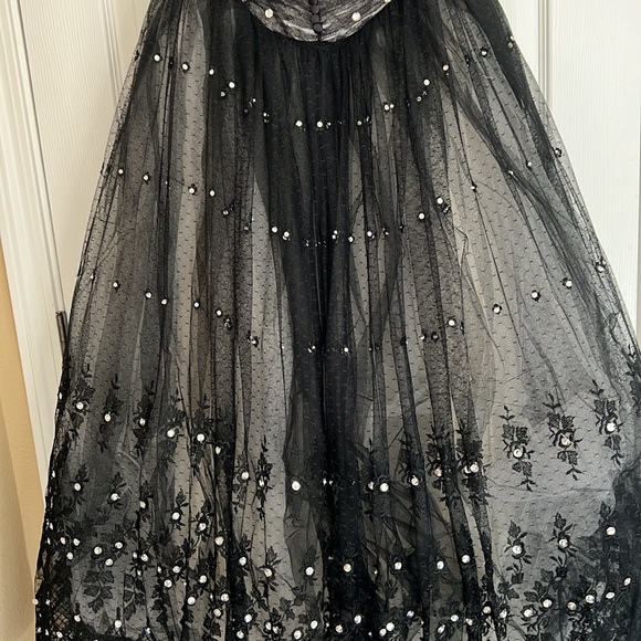 Vintage Custom Made Black Corset Sweetheart Ball gown Rhinestones Sequins Small - Picture 7 of 17